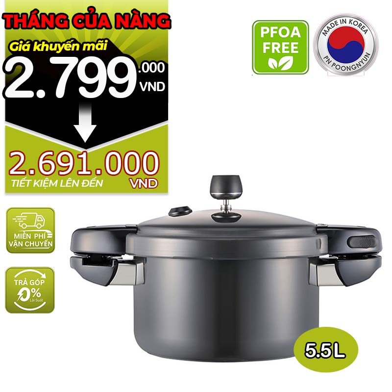 Nồi áp suất nhôm chống dính hiệu POONGNYUN [PN] BMPC-10 [5.5L]
