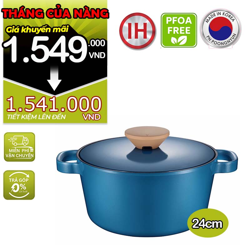 Nồi casserole ceramic chống dính hiệu POONGNYUN [PN] BNPT-24C(IH) [4.7L]