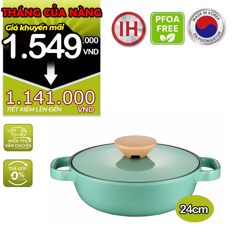 Nồi lẩu ceramic chống dính hiệu POONGNYUN [PN] BNPT-24CL(IH) [2.8L]
