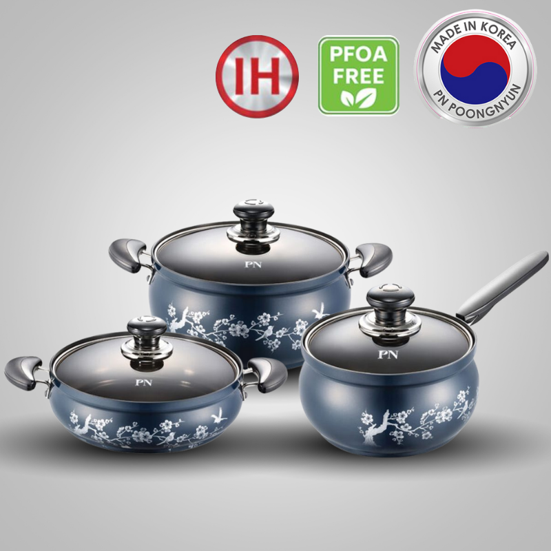 Bộ nồi nhôm chống dính hiệu POONGNYUN FMPT-3PCS [3 nồi]
