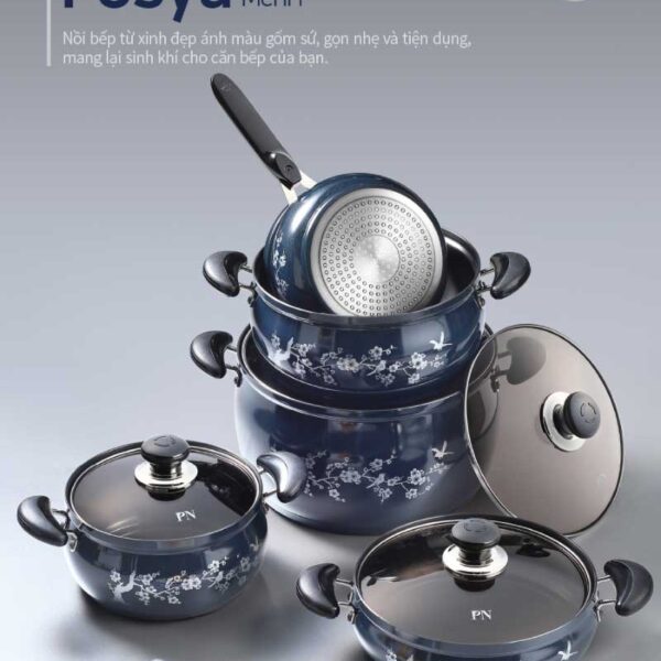Bộ nồi nhôm chống dính hiệu POONGNYUN FMPT-5PCS [5 nồi]
