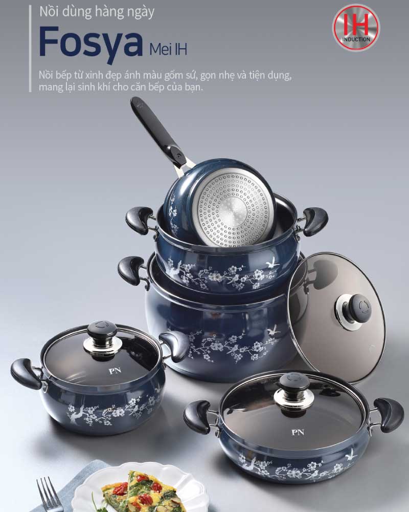 Bộ nồi nhôm chống dính hiệu POONGNYUN FMPT-5PCS [5 nồi]