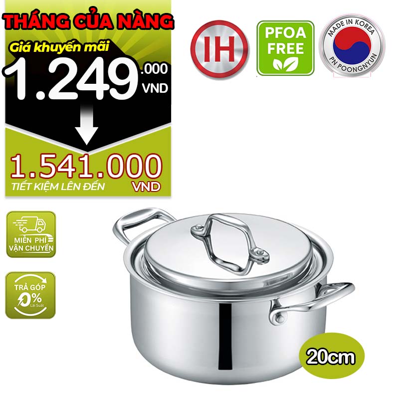 Nồi casserole inox hiệu POONGNYUN [PN] WTPIH-20C [3.2L]