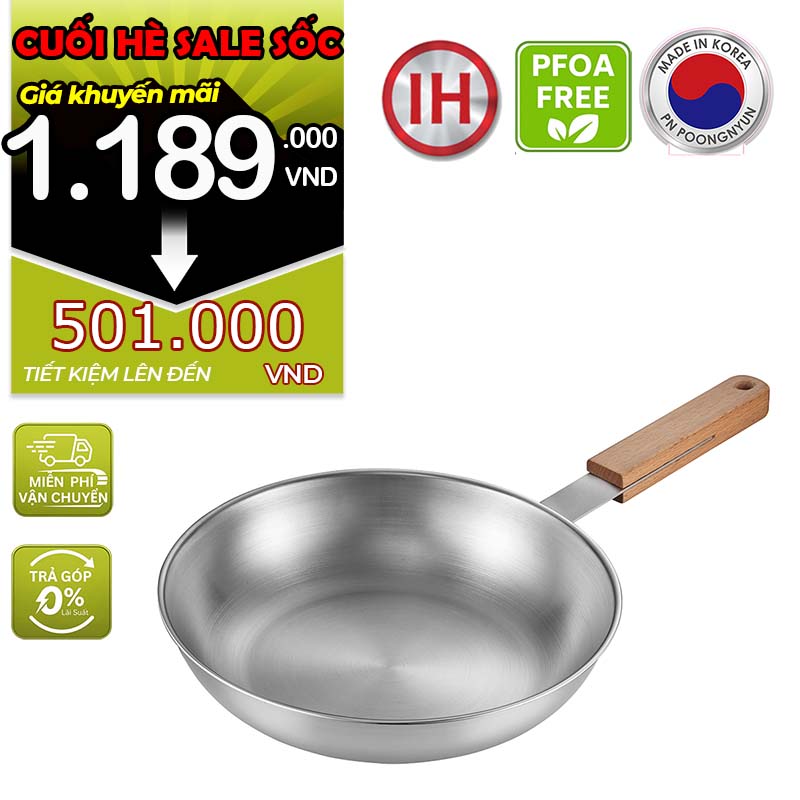 Chảo Inox lồng cạn hiệu POONGNYUN [PN] WWFP-22(IH) [22CM]