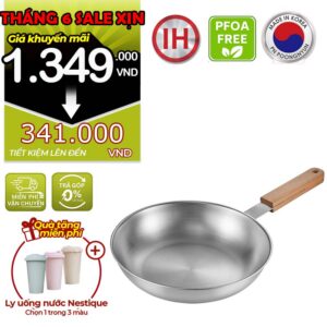 Chảo Inox lồng cạn hiệu POONGNYUN [PN] WWFP-22(IH) [22CM]