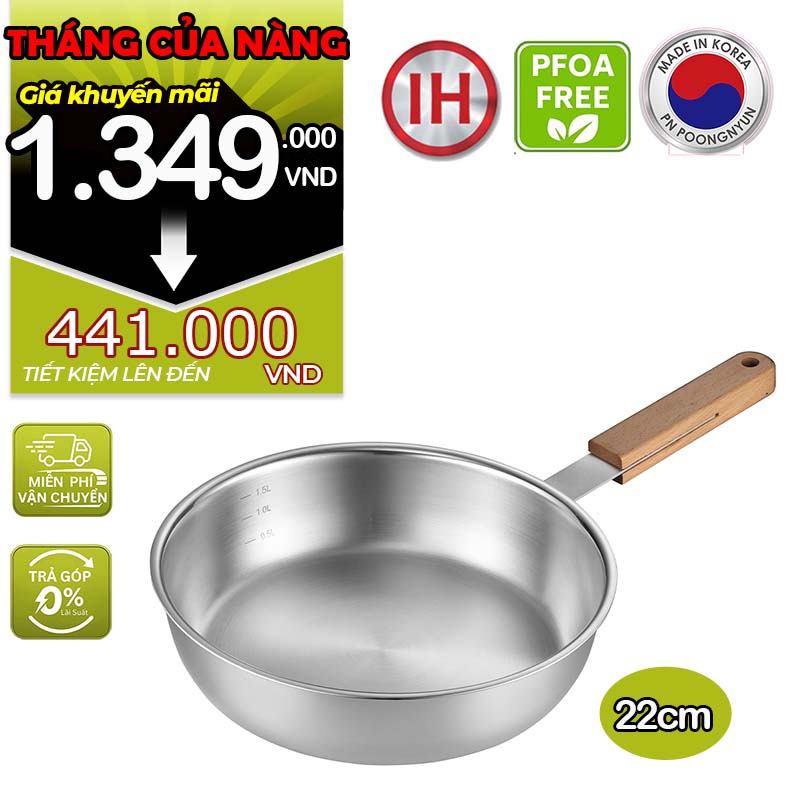Chảo Inox lồng sâu hiệu POONGNYUN [PN] WWSP-22(IH) [22CM]