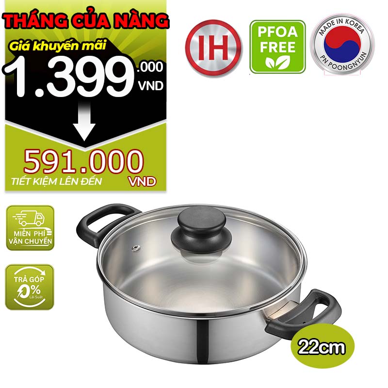 Nồi lẩu Inox cao cấp hiệu POONGNYUN [PN] WNPT-22CL(IH) [2.0L]