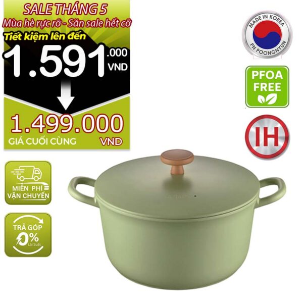 Nồi casserole ceramic chống dính hiệu POONGNYUN BLRPT-24C(IH) [4.7L]