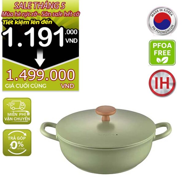 Nồi lẩu ceramic chống dính hiệu POONGNYUN BLRPT-24CLD(IH) [3.2L]