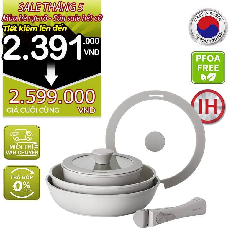 Bộ nồi ceramic chống dính hiệu POONGNYUN BNCPT-SET [6 món]