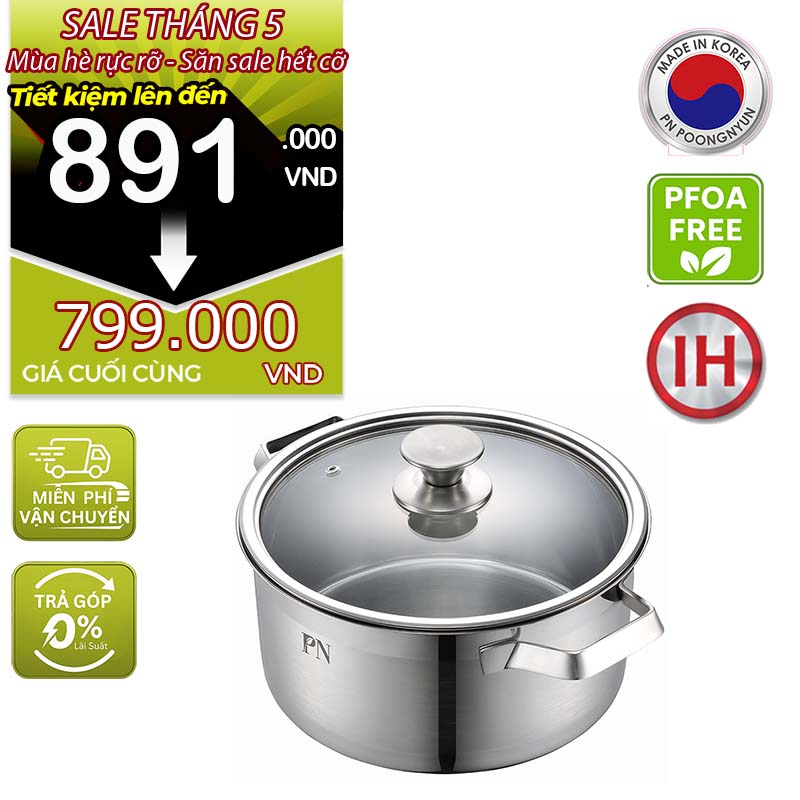 Nồi casserole inox hiệu POONGNYUN LCPT-24C(IH) [5.3L]