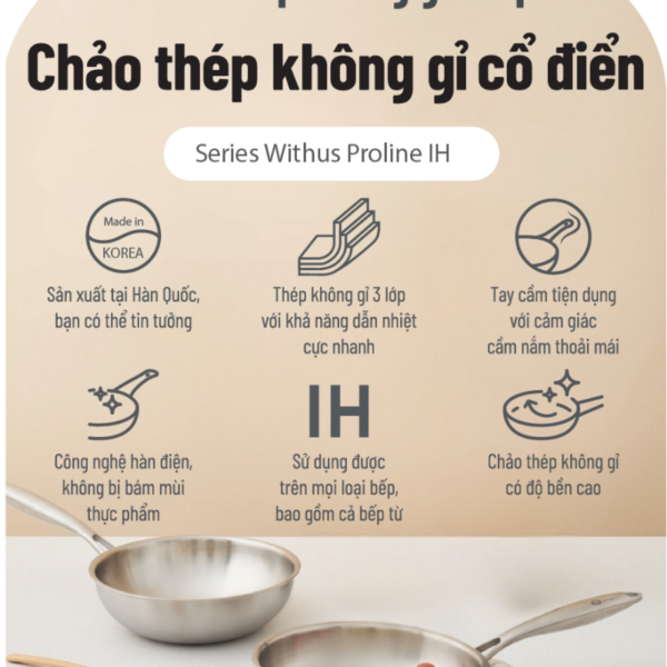 Bộ chảo inox Withus Proline IH hiệu PN [2PCS]
