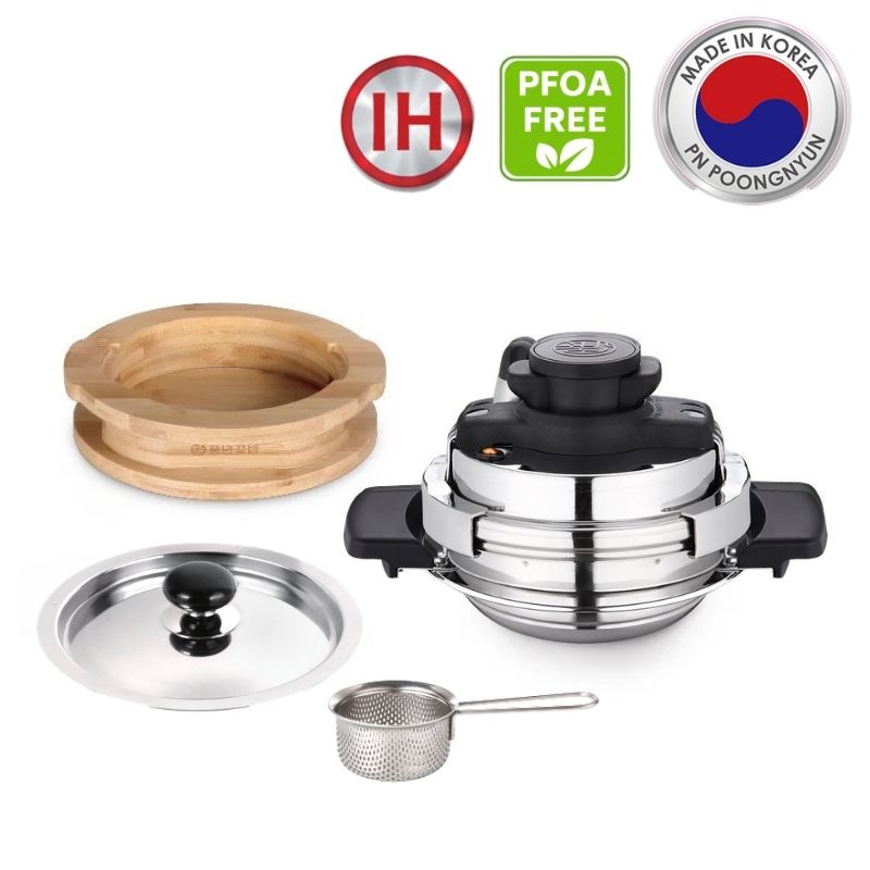 Bộ nồi áp suất inox 5 món hiệu POONGNYUN [PN] PKBHSE-01SET(IH) [0.7L]