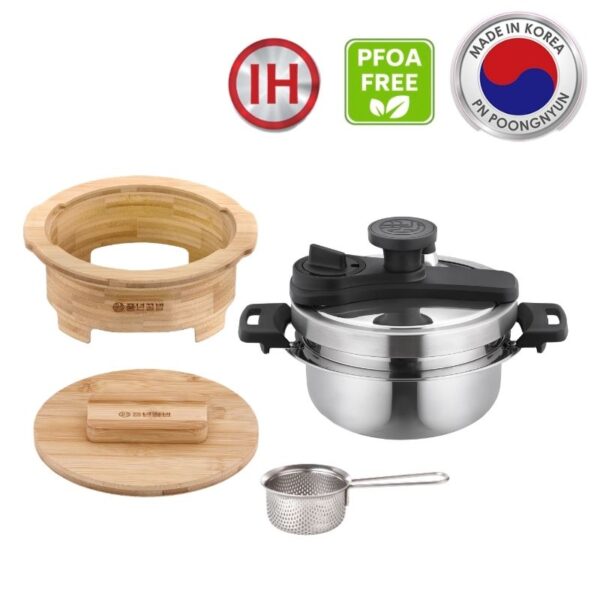 Bộ nồi áp suất inox 5 món hiệu POONGNYUN [PN] PKHSPC(F)-SET(IH) [2.2L]
