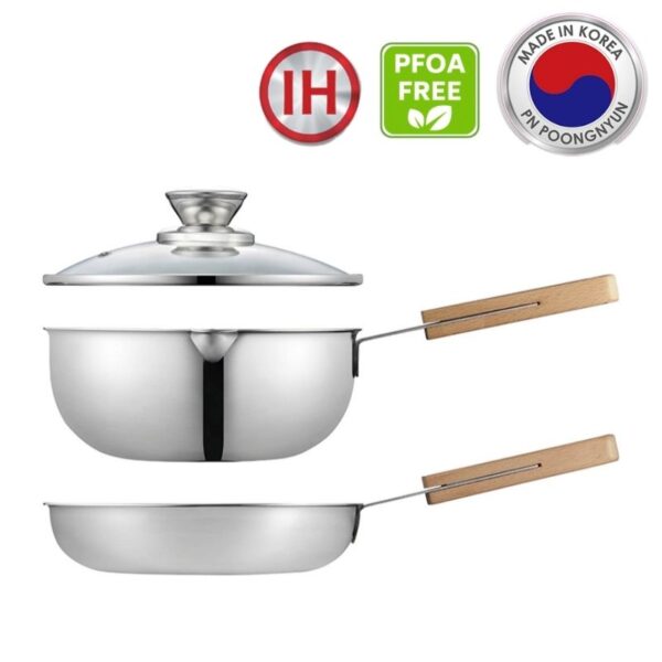 Bộ nồi chảo inox cao cấp hiệu POONGNYUN [PN] MWIS-SET [3 món]