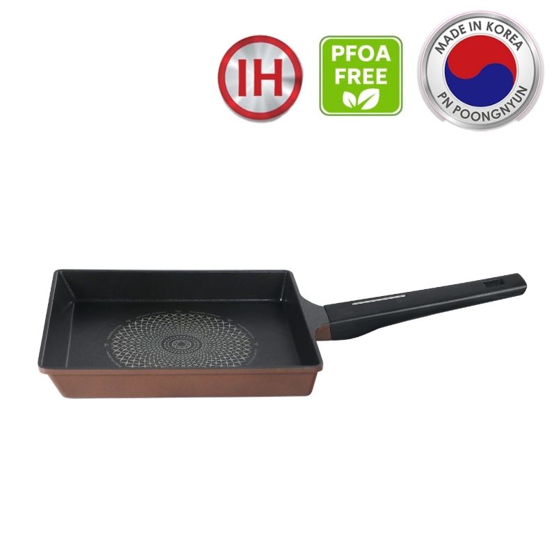 Chảo gang vuông chống dính chiên trứng hiệu POONGNYUN [PN] NSDTFP-25S(IH) [25x21CM]